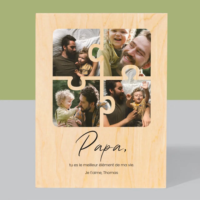 Collage Photo: Casse-Tête Pour Papa - Impression Sur Bois