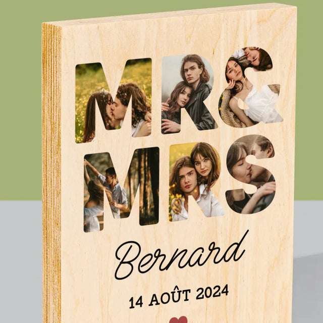 Collage Photo De Lettre: Mr&Mrs - Impression Sur Bois