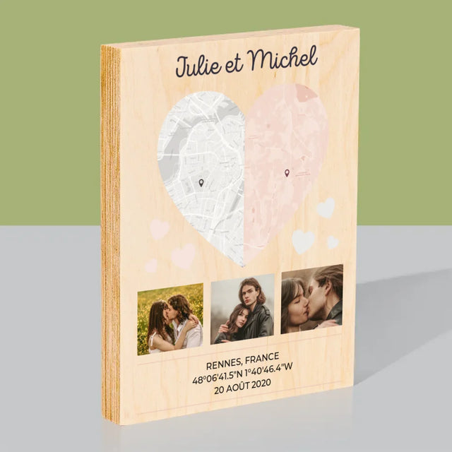 Plan De Ville: Deux Moitiés De Coeur
- Impression Sur Bois
