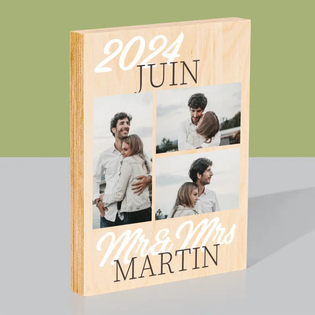 Collage Photo: Mr&Mrs Data - Impression Sur Bois