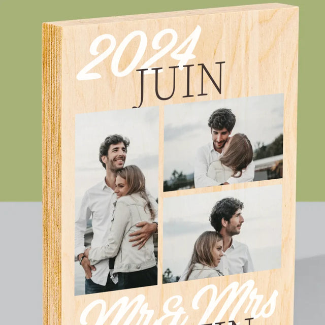 Collage Photo: Mr&Mrs Data - Impression Sur Bois