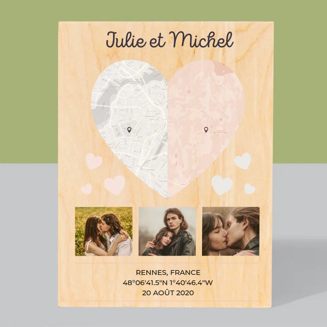 Plan De Ville: Deux Moitiés De Coeur
- Impression Sur Bois