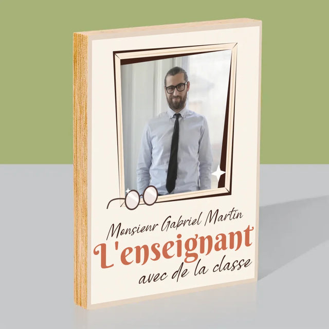 Photo Et Texte: L'Enseignant Avec De La Classe - Impression Sur Bois
