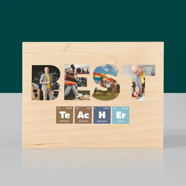 Collage Photo De Lettre: Best Teacher Les Éléments - Impression Sur Bois