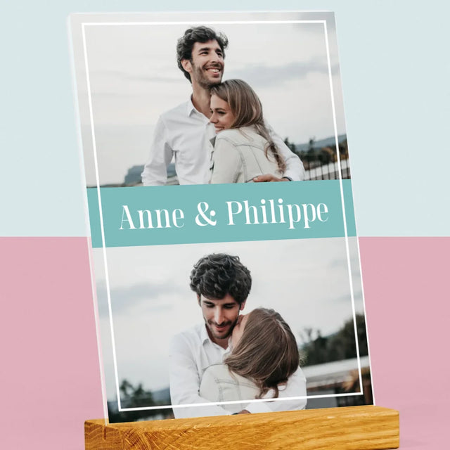Collage Photo: Couple, Prénoms - Impression Sur Verre Acrylique