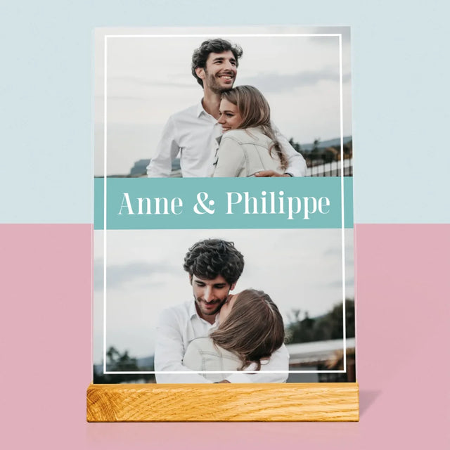 Collage Photo: Couple, Prénoms - Impression Sur Verre Acrylique