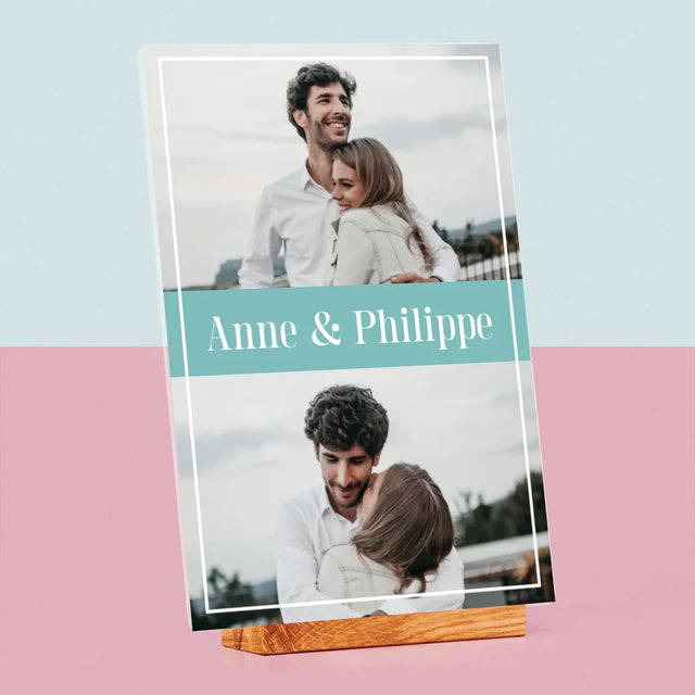 Collage Photo: Couple, Prénoms - Impression Sur Verre Acrylique