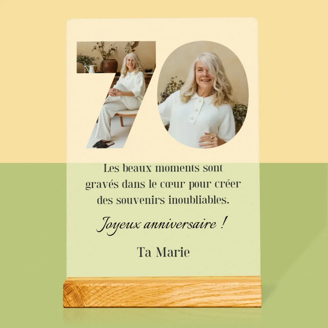 Collage Photo De Lettre: 70Ème Anniversaire - Impression Sur Verre Acrylique