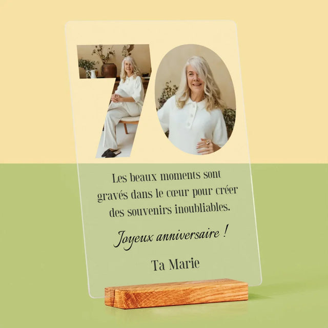 Collage Photo De Lettre: 70Ème Anniversaire - Impression Sur Verre Acrylique