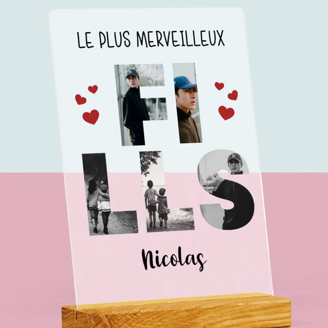 Collage Photo De Lettre: Fills De Tes Photos - Impression Sur Verre Acrylique