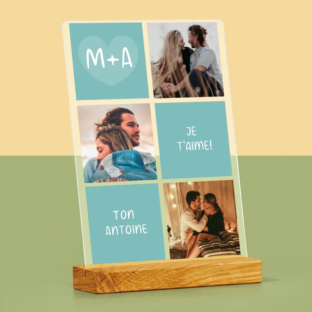 Collage Photo: Je T'Aime, Les Initiales - Impression Sur Verre Acrylique