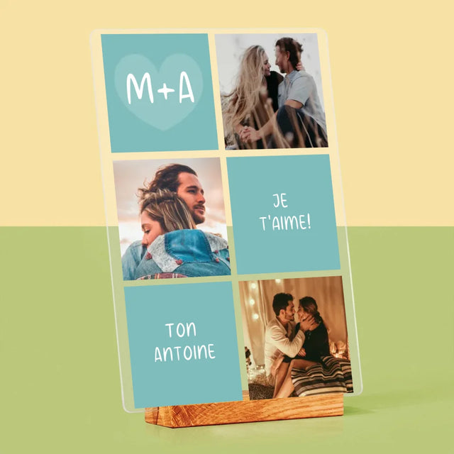 Collage Photo: Je T'Aime, Les Initiales - Impression Sur Verre Acrylique