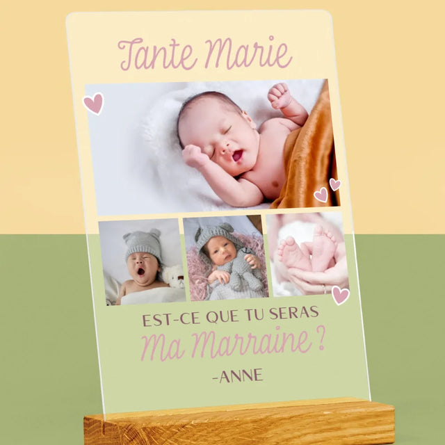 Collage Photo: Est-Ce Que Tu Seras Ma Marraine ? - Impression Sur Verre Acrylique
