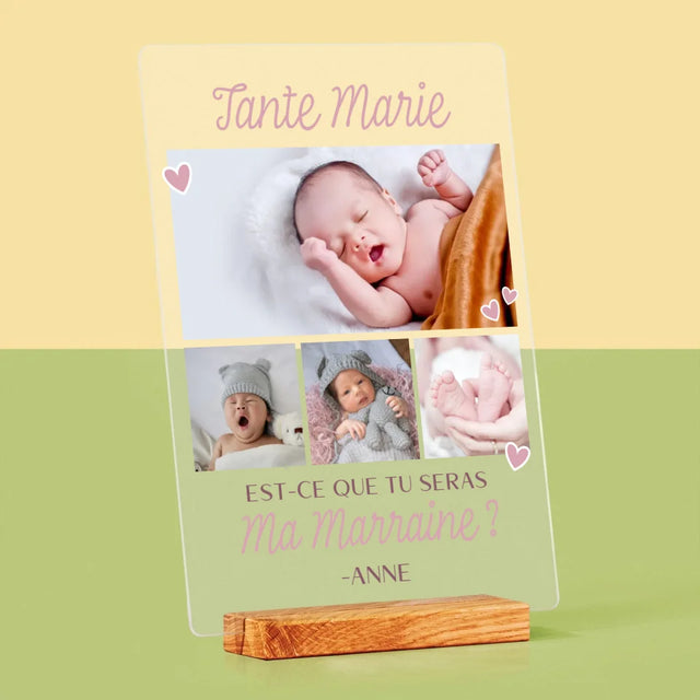 Collage Photo: Est-Ce Que Tu Seras Ma Marraine ? - Impression Sur Verre Acrylique