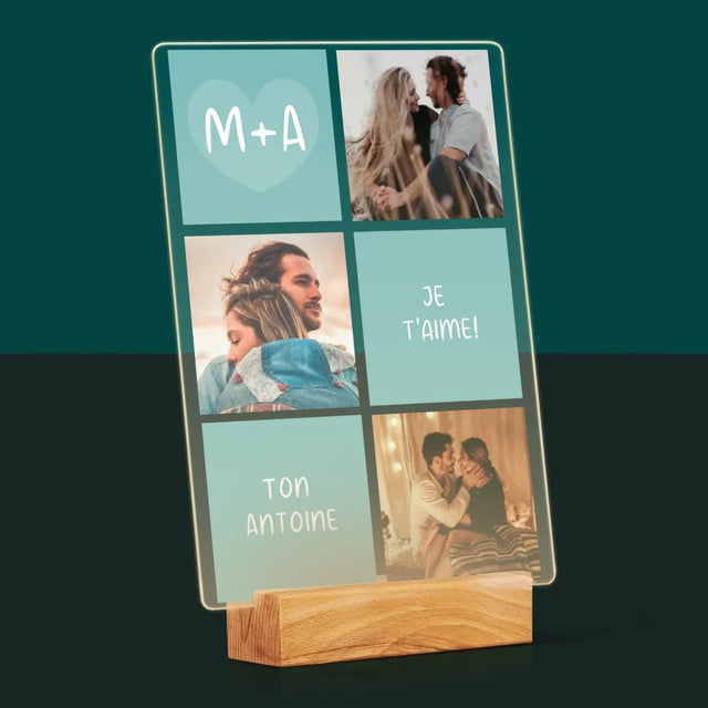 Collage Photo: Je T'Aime, Les Initiales - Impression Sur Verre Acrylique