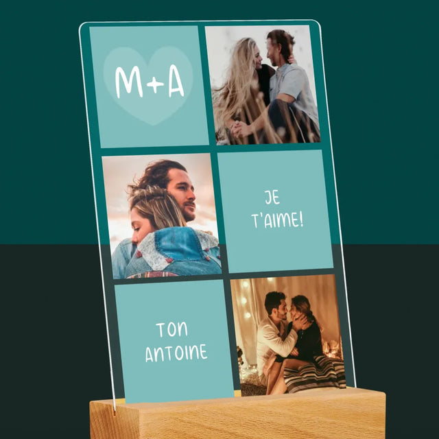 Collage Photo: Je T'Aime, Les Initiales - Impression Sur Verre Acrylique