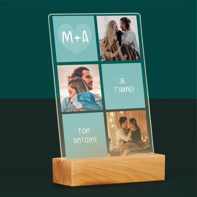 Collage Photo: Je T'Aime, Les Initiales - Impression Sur Verre Acrylique