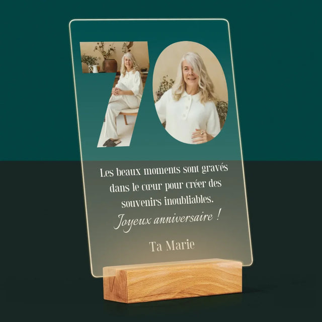 Collage Photo De Lettre: 70Ème Anniversaire - Impression Sur Verre Acrylique