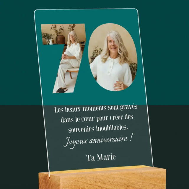 Collage Photo De Lettre: 70Ème Anniversaire - Impression Sur Verre Acrylique