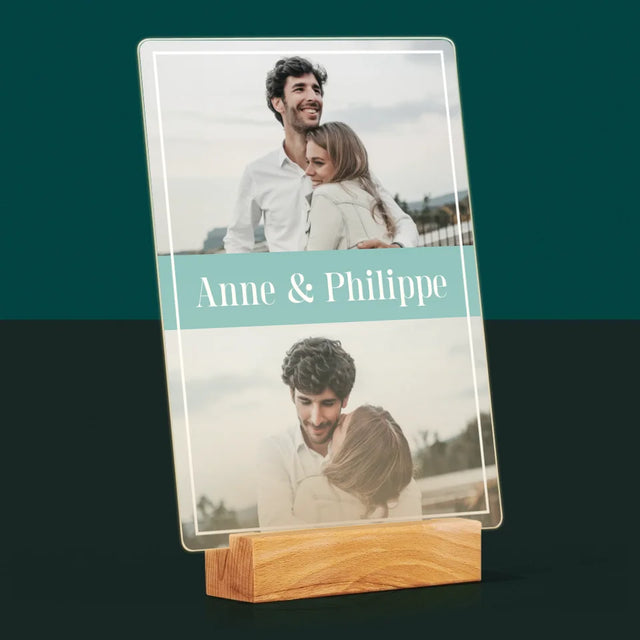 Collage Photo: Couple, Prénoms - Impression Sur Verre Acrylique