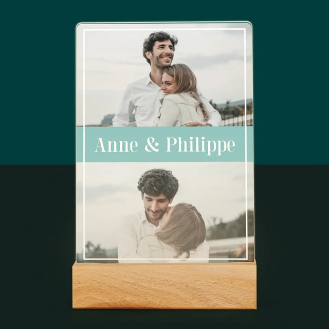 Collage Photo: Couple, Prénoms - Impression Sur Verre Acrylique