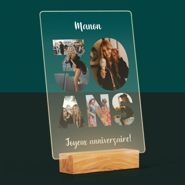 Collage Photo De Lettre: 30 Ans - Impression Sur Verre Acrylique