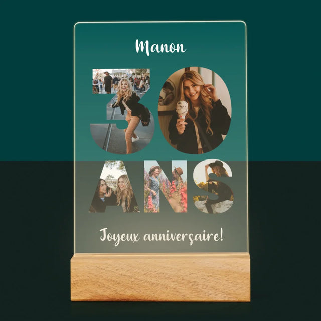 Collage Photo De Lettre: 30 Ans - Impression Sur Verre Acrylique