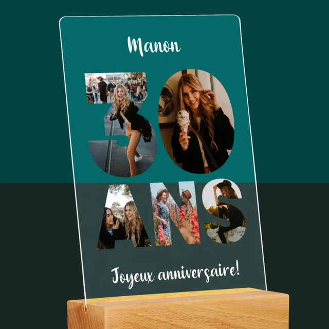 Collage Photo De Lettre: 30 Ans - Impression Sur Verre Acrylique