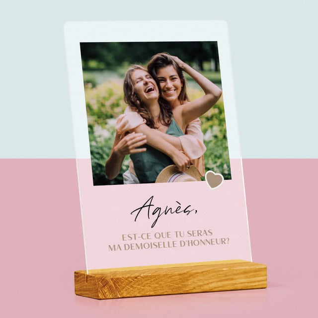 Photo Et Texte: Sois Ma Demoiselle D'Honneur - Impression Sur Verre Acrylique