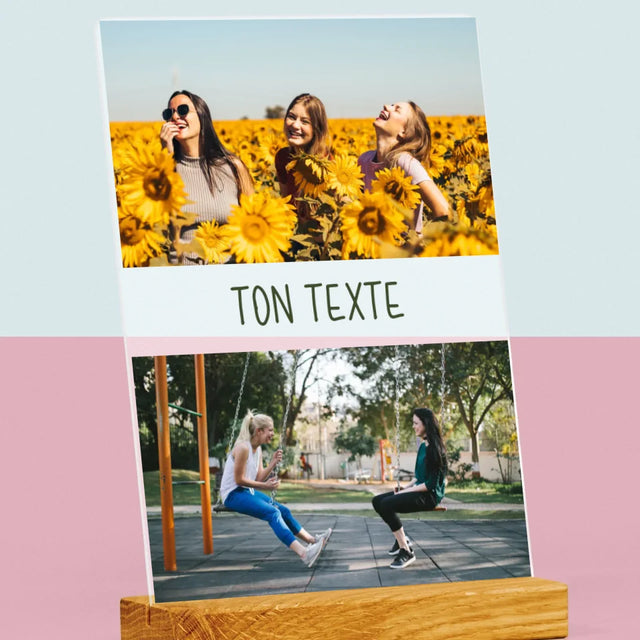 Collage Photo: 2 Photos Et Texte - Impression Sur Verre Acrylique