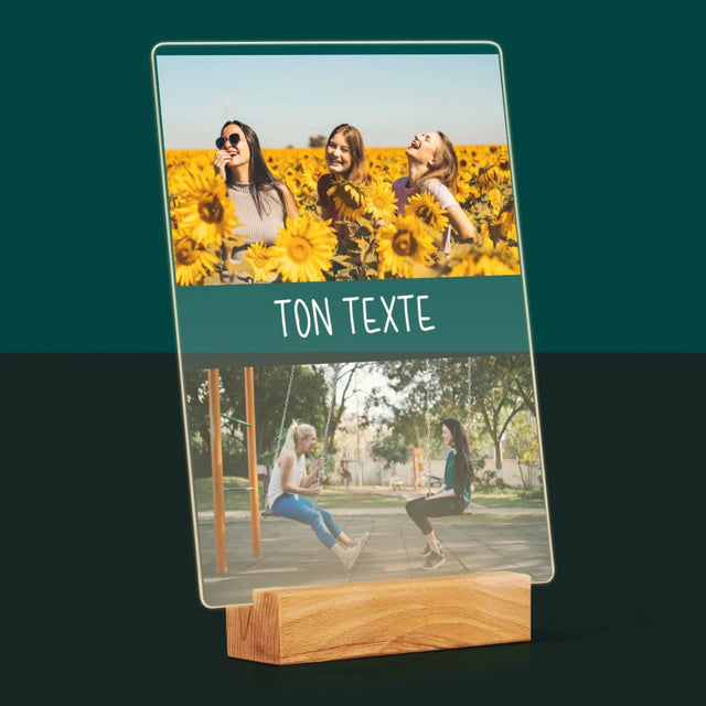 Collage Photo: 2 Photos Et Texte - Impression Sur Verre Acrylique