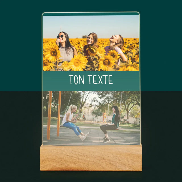 Collage Photo: 2 Photos Et Texte - Impression Sur Verre Acrylique