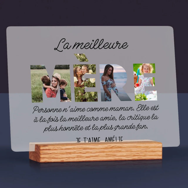 Collage Photo De Lettre: La Plus Merveilleuse Mère Du Monde - Impression Sur Verre Acrylique