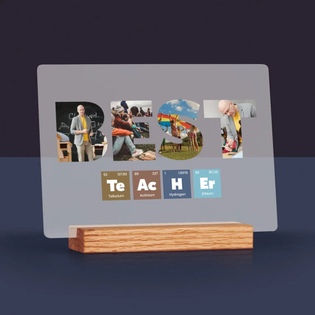 Collage Photo De Lettre: Best Teacher Les Éléments - Impression Sur Verre Acrylique