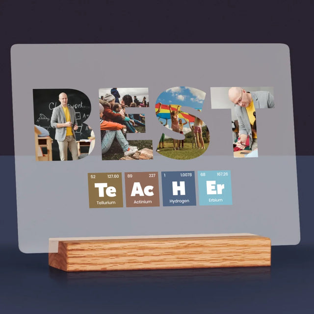 Collage Photo De Lettre: Best Teacher Les Éléments - Impression Sur Verre Acrylique