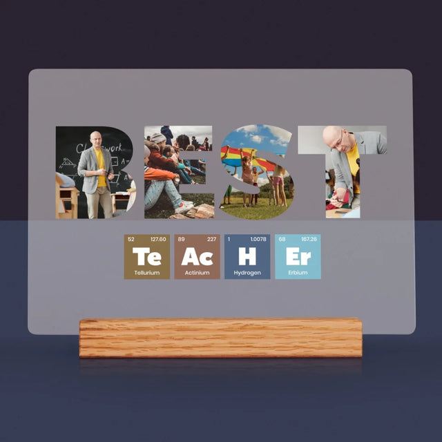 Collage Photo De Lettre: Best Teacher Les Éléments - Impression Sur Verre Acrylique