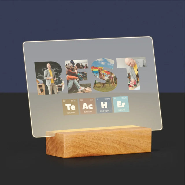 Collage Photo De Lettre: Best Teacher Les Éléments - Impression Sur Verre Acrylique