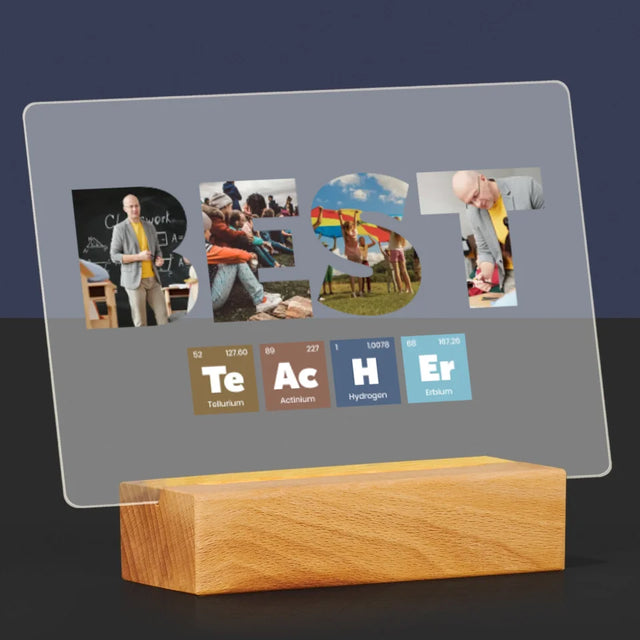 Collage Photo De Lettre: Best Teacher Les Éléments - Impression Sur Verre Acrylique