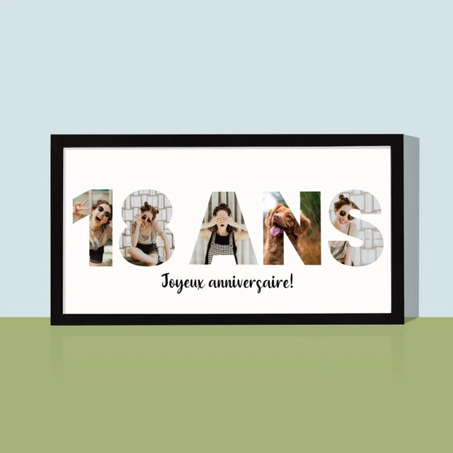Collage Photo De Lettre: 18 Ans - Impression Encadrée 20X40