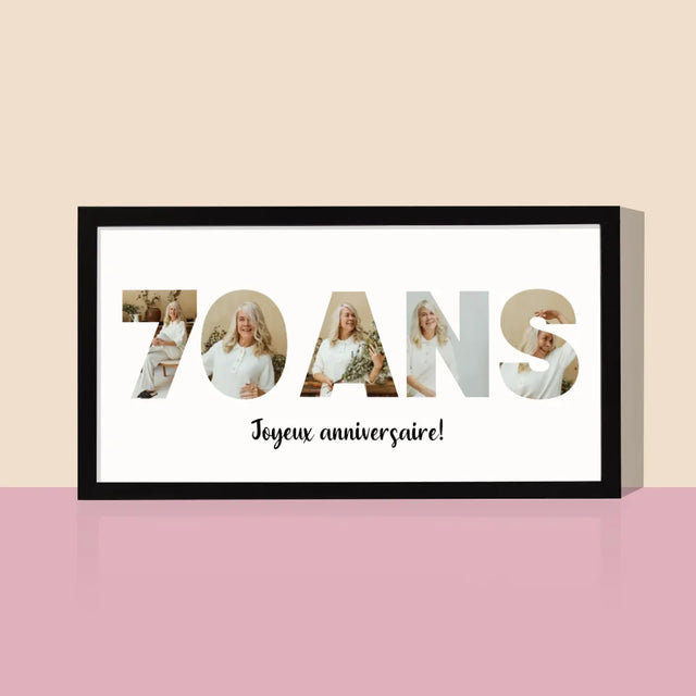 Collage Photo De Lettre: 70 Ans De Photos - Impression Encadrée 20X40