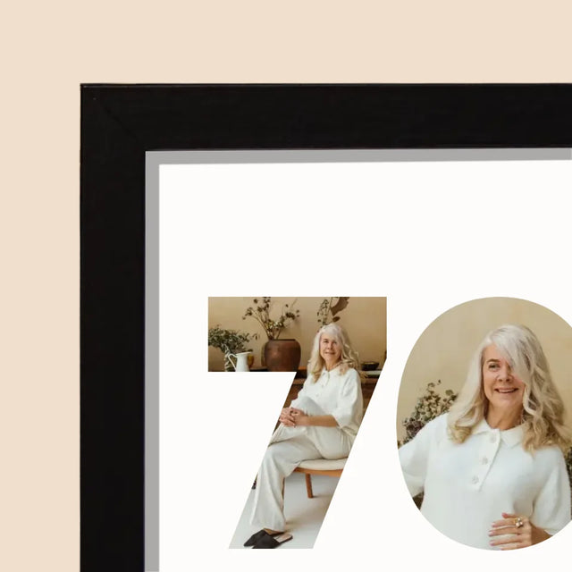 Collage Photo De Lettre: 70 Ans De Photos - Impression Encadrée 20X40