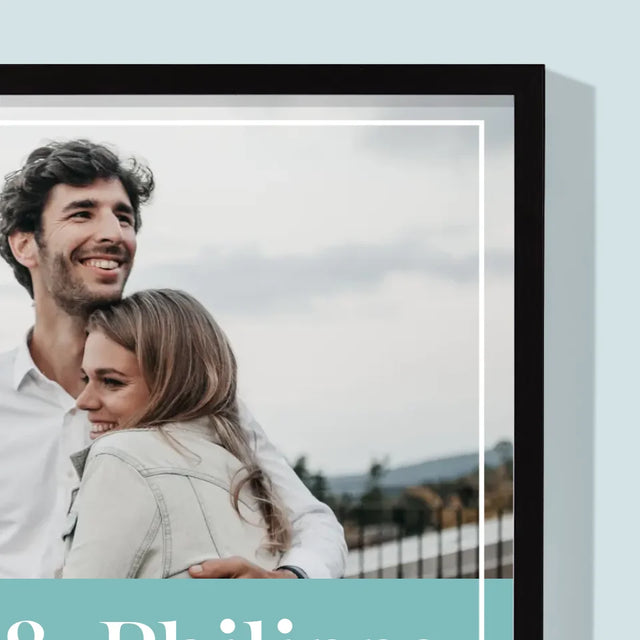 Collage Photo: Couple, Prénoms - Impression Encadrée 30X40