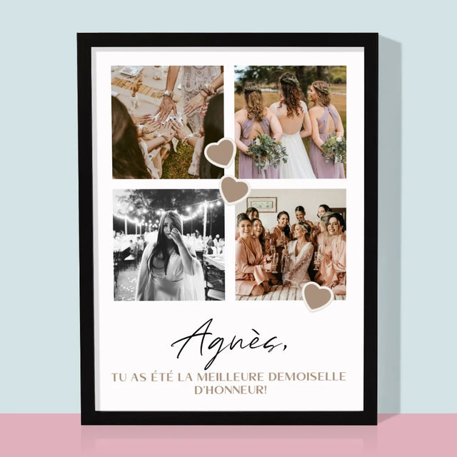 Collage Photo: Merci, Collage De Photos Pour Demoiselle D'Honneur - Impression Encadrée 30X40