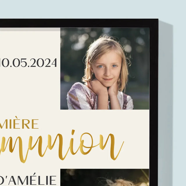 Collage Photo: Première Communion, Croix - Impression Encadrée 30X40