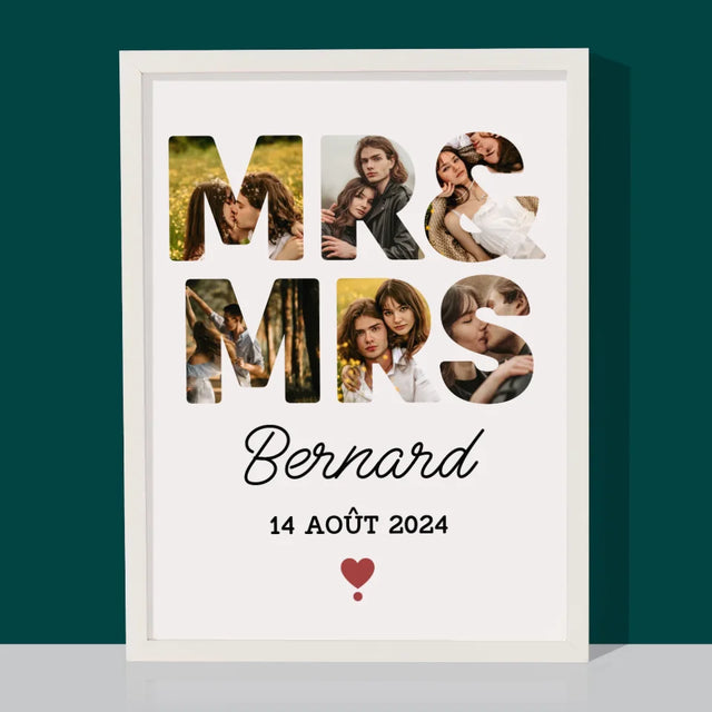 Collage Photo De Lettre: Mr&Mrs - Impression Encadrée 30X40