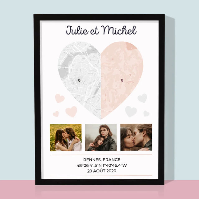 Plan De Ville: Deux Moitiés De Coeur
- Impression Encadrée 30X40