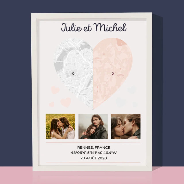Plan De Ville: Deux Moitiés De Coeur
- Impression Encadrée 30X40