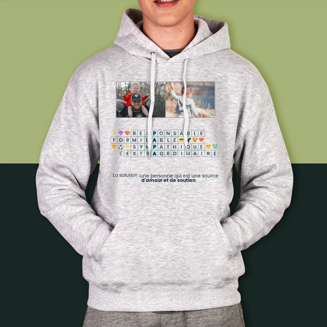 Photo Et Texte: Papa, Mots Croisés - Sweat À Capuche Pour Hommes