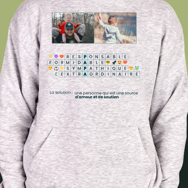 Photo Et Texte: Papa, Mots Croisés - Sweat À Capuche Pour Hommes