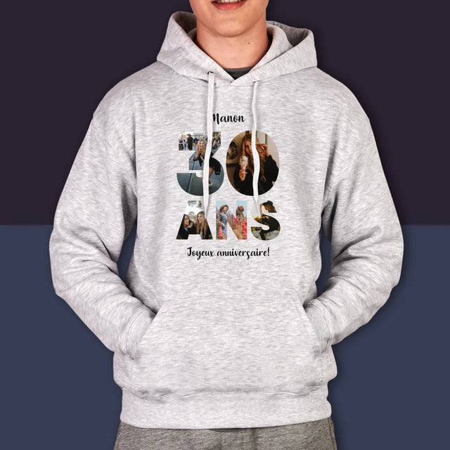 Collage Photo De Lettre: 30 Ans - Sweat À Capuche Pour Hommes